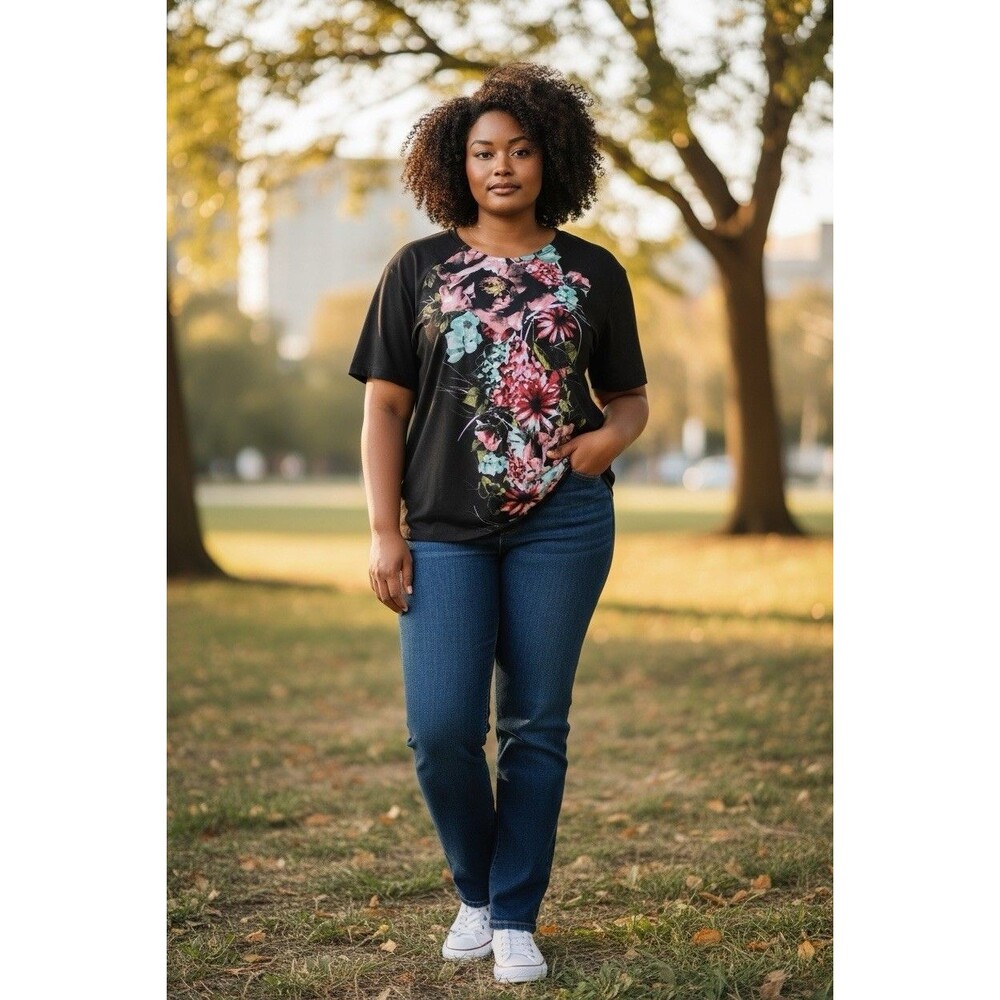Worthington Tall XL Women’s Top Vibrant Floral Print Cottage Boho Casual